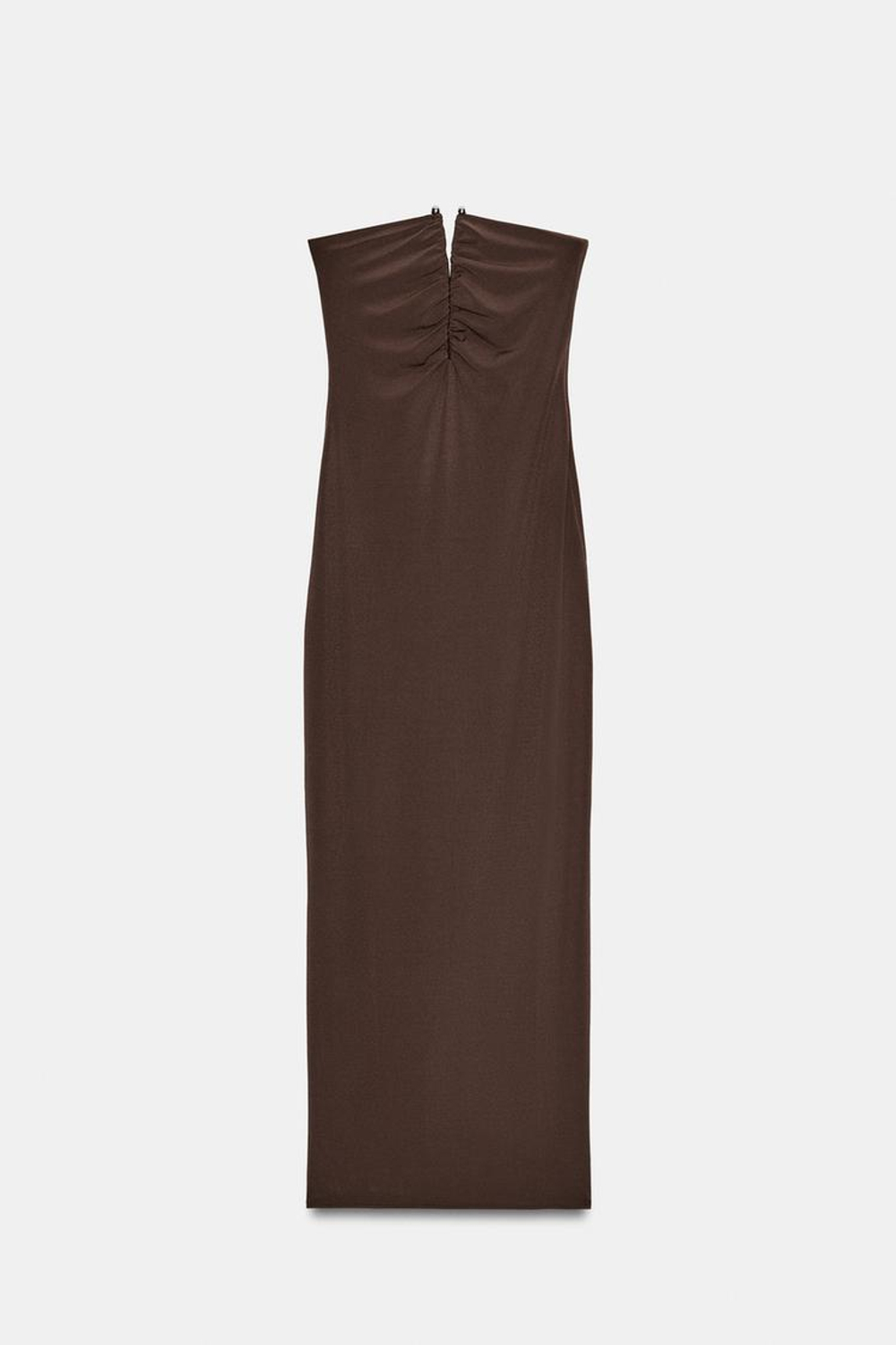 ZARA ПЛАТЬЕ БЕЗ БРЕТЕЛЕК, КОРИЧНЕВЫЙ