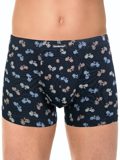 Мужские хлопковые трусы-боксеры с принтом в виде велосипедов (Размер: XL) (Цвет: темно-синий)