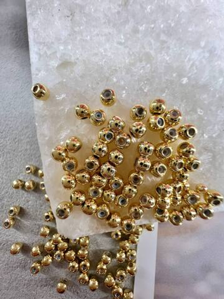 Бусина-стоппер с силиконом, 4 мм позолота 14k, упаковка 10 штук