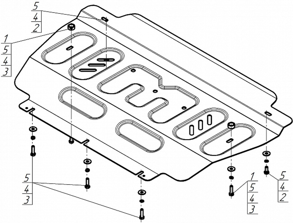 защита радиатора. 2 мм, Сталь для KGM Rexton 2023-н.в., Motodor.72804