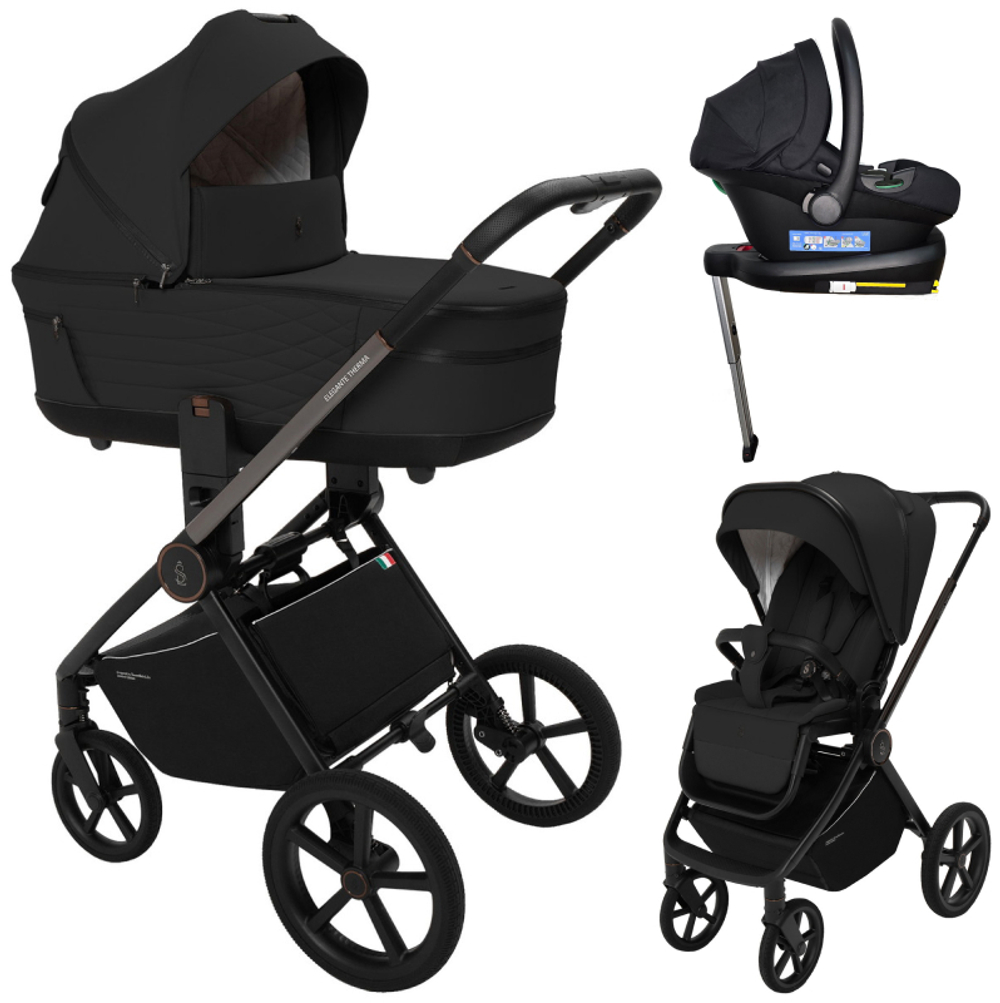 Коляска 4 в 1 Sweet Baby SBL Elegante Therma + автокресло Elegante Plus с базой i-Size ISOFIX DK780 Black
