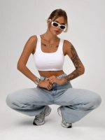 Белый кроп топ укороченный под пиджак