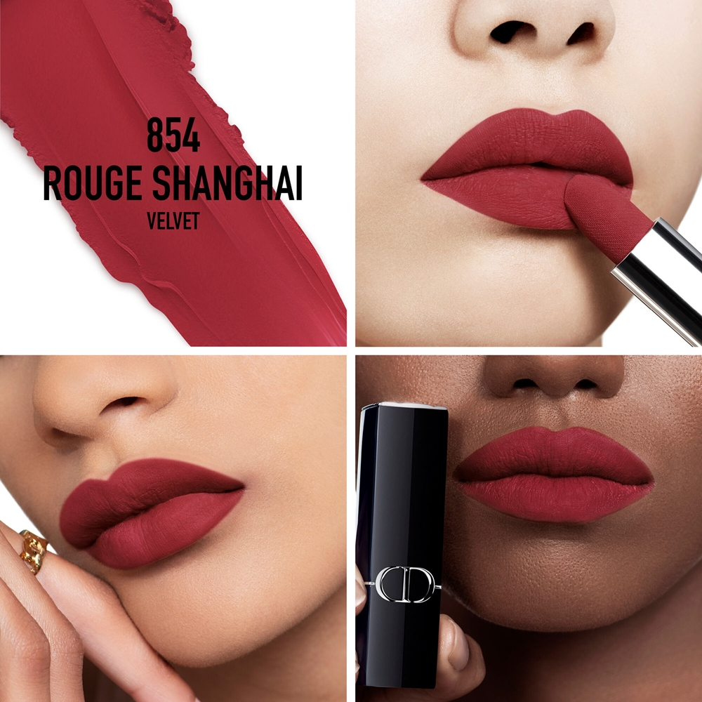 DIOR Rouge Dior - Помада для губ с долгим сроком носки, флакон с возможностью пополнения. оттенок 854 Rouge Shanghai Velvet, 3 g