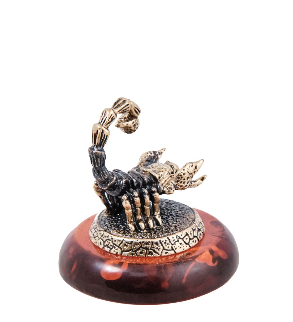 Народные промыслы AM- 562 Фигурка «Знак зодиака Скорпион» (латунь, янтарь)