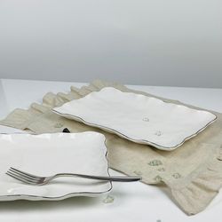 Lenardi 305-286 Набор из 2 прямоугольных блюд 30,5х20,5х3см ВАНЕССА ЗОЛОТО в под.уп.(х8)Фарфор