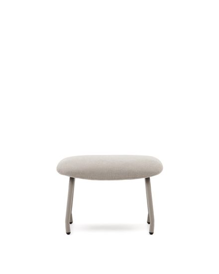 Belina Пуф для ног из бежевой синели и стали с белой отделкой