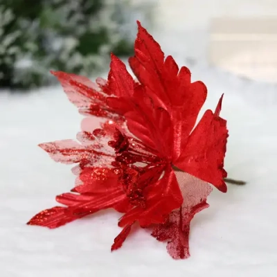 Украшение новогоднее «Пуансеттия - Ночь» 25 см, Красный