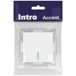 Выключатель Intro Accent 6-102-01М с подсветкой, 10А-250В, IP20, СУ, AL/CU, белый матовый