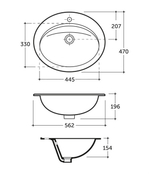 УМЫВАЛЬНИК ВСТРАИВАЕМЫЙ КЕРАМИН ТУРИН. ФАРФОР