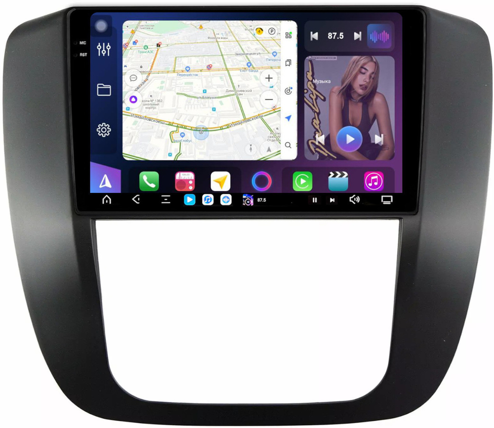 Магнитола для Chevrolet Tahoe 900 2006-2014 (рамка черная) - FarCar GX1247M монитор 9.5" 2K QLED на Android 14, TS20, 6+128Гб, CarPlay, 4G SIM-слот