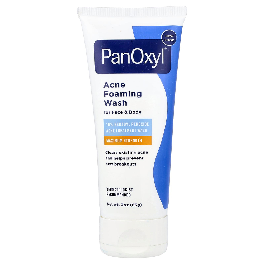 PanOxyl, очищающая пенка от акне, для лица и тела, максимальная эффективность, 85 г (3 унции)