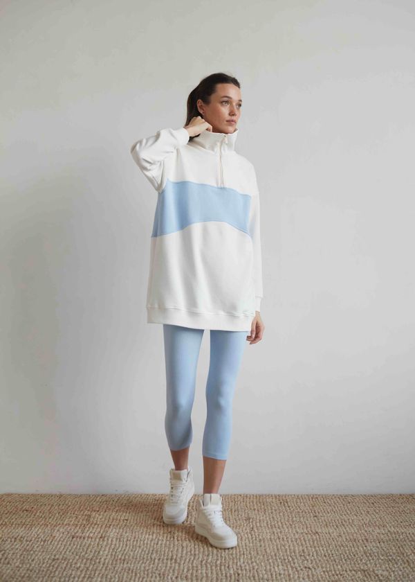 Толстовка платье Alexandra Talalay KP010 с воротником на молнии молочно-голубой - фото 1