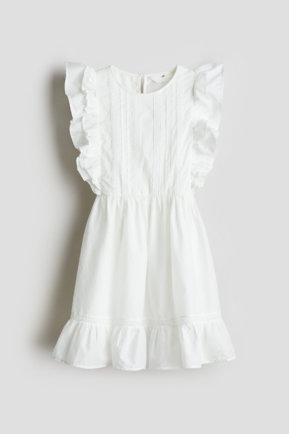 H&M Платье из хлопка с воланами, белый