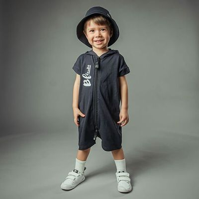 Bb team zip-up romper - Graphite