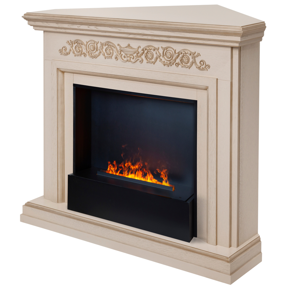 Каминокомплект Real Flame Leticia Corner 26 WT-619G с очагом 3D Cassette 630 Black Panel (угловой)