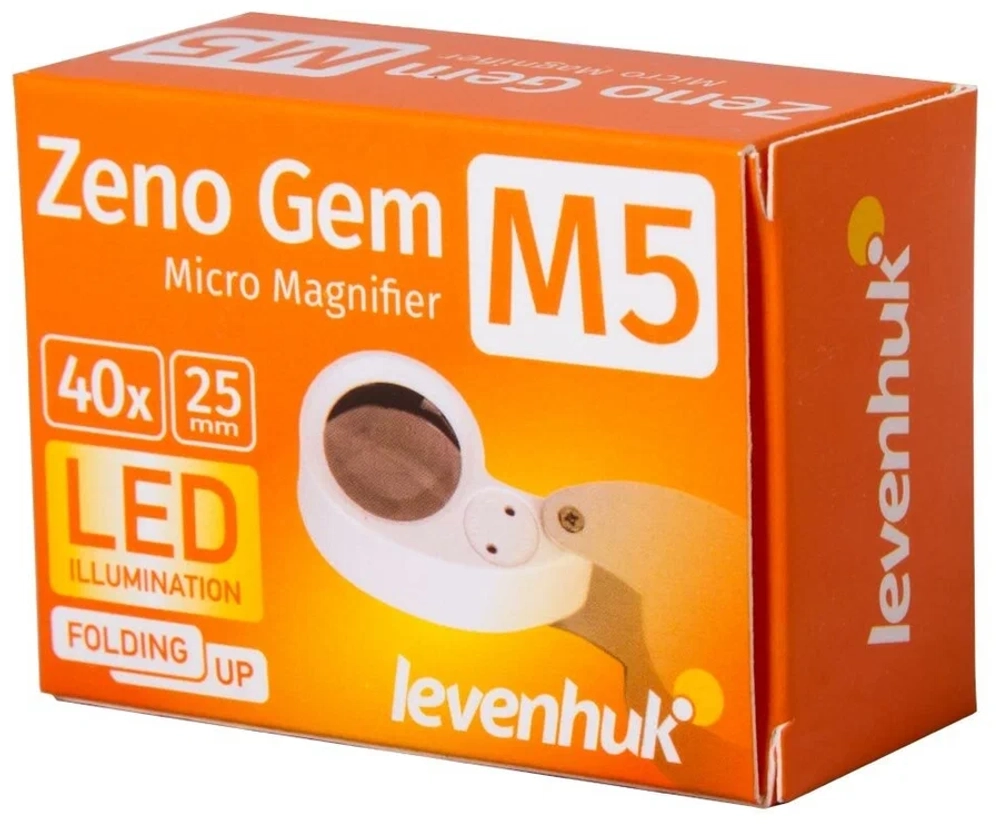 Лупа LEVENHUK Zeno Gem M5, увеличение х40, диаметр линзы 25 мм, подсветка, складная, металл, 70436