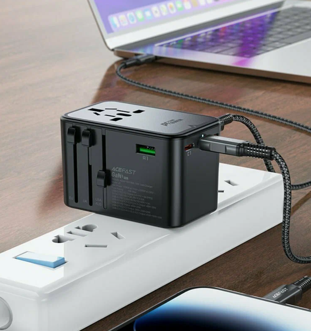 Сетевое зарядное устройство ACEFAST "Z1", многофункциональное, GaN, PD75W