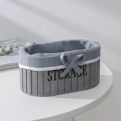 Корзина для хранения деревянная овальная STORAGE 19х11х9,5 см (серый)