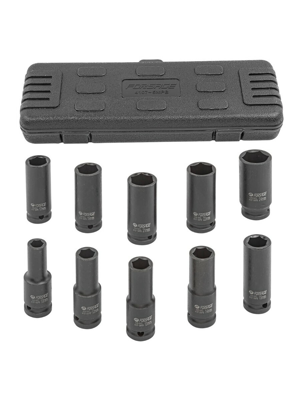 Набор головок ударных глубоких 10пр.,1/2''6гр.(10,12-15,17,19,21,22,24мм) Forsage F-4107-5MPB