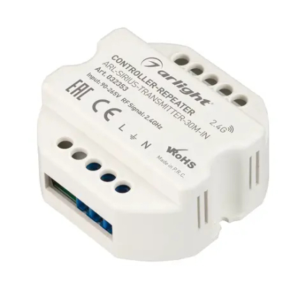 Контроллер-усилитель ARL-SIRIUS-TRANSMITTER-30M-IN (230V, 2.4G) (Arlight, IP20 Пластик, 3 года) 032353