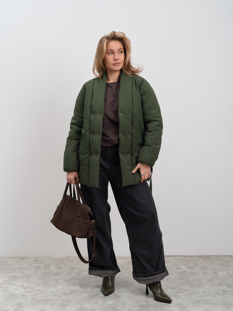 Куртка женская демисезонная " Кимоно Офис" хаки