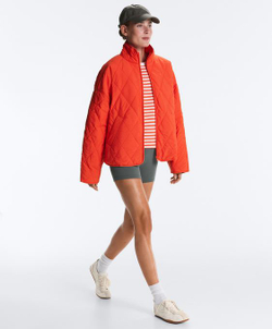 Oysho Футболка Boxy в полоску из 100%-го хлопка с длинными рукавами, оранжевый меланж