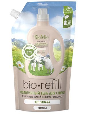 BioMio BIO-SENSITIVE жидкое средство для деликатных тканей, 1000 мл Refill