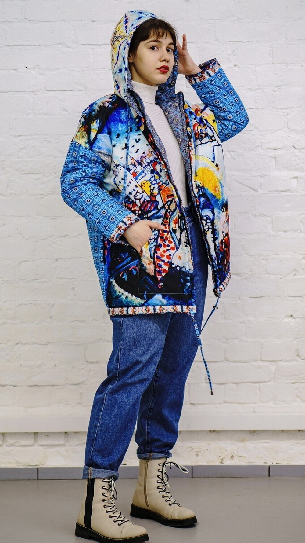 Двусторонняя куртка "Москва Кандинского", по мотивам живописи Василия Кандинского ("Москва. Красная площадь." 1916 г)