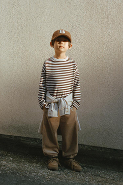 ZARA ЛОНГСЛИВ В ПОЛОСКУ С ВЫШИВКОЙ, КОРИЧНЕВЫЙ