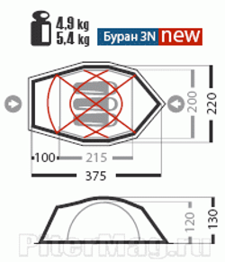 Экспедиционная палатка Нормал Буран 3 N (с юбкой)