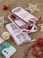 Купюрница деревянная, покраска акрил, с атласной леной, артикул КДХ-009