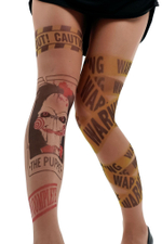 Колготки +size с принтом в виде куклы Билли (Размер: XL-XXL-XXXL) (Цвет: бежевый)