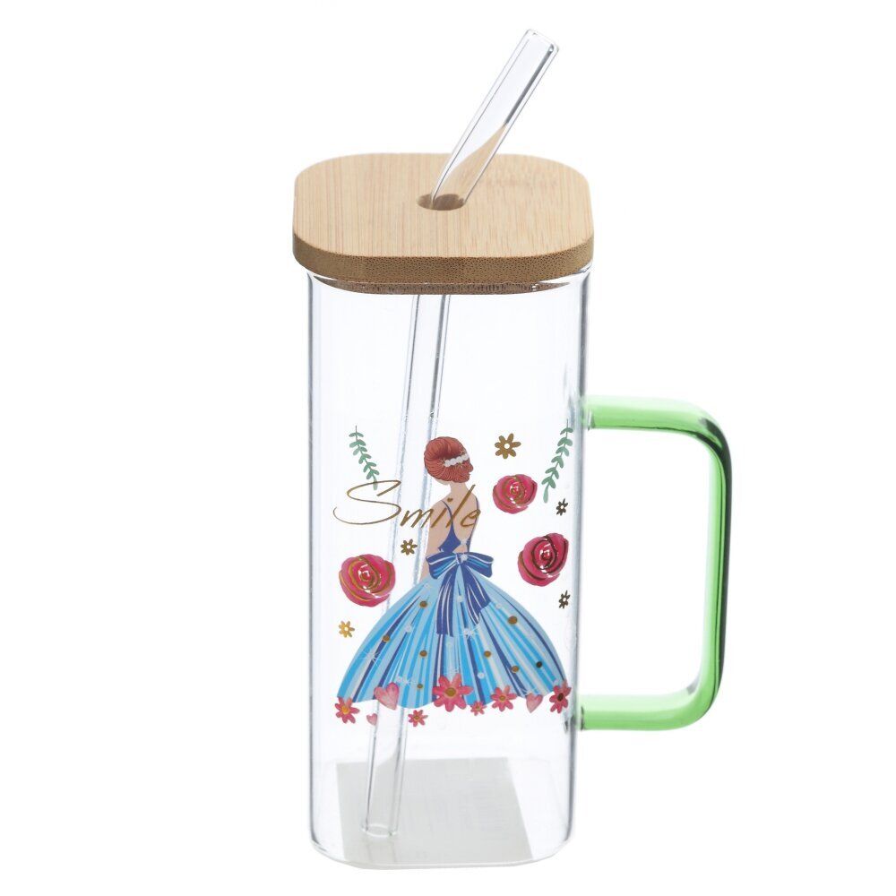 GAEM Кружка с крышкой и трубочкой, 350 мл, L9,5 W6 H18 см, 4в.