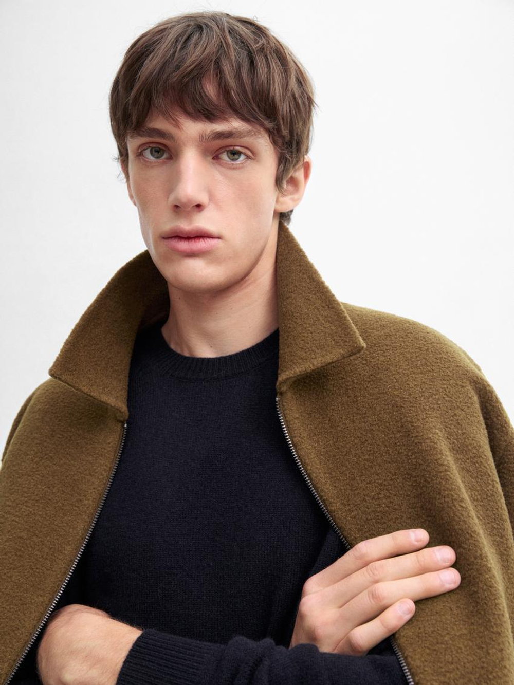 Massimo Dutti Свитер из смесовой шерсти с круглым вырезом, темно-синий