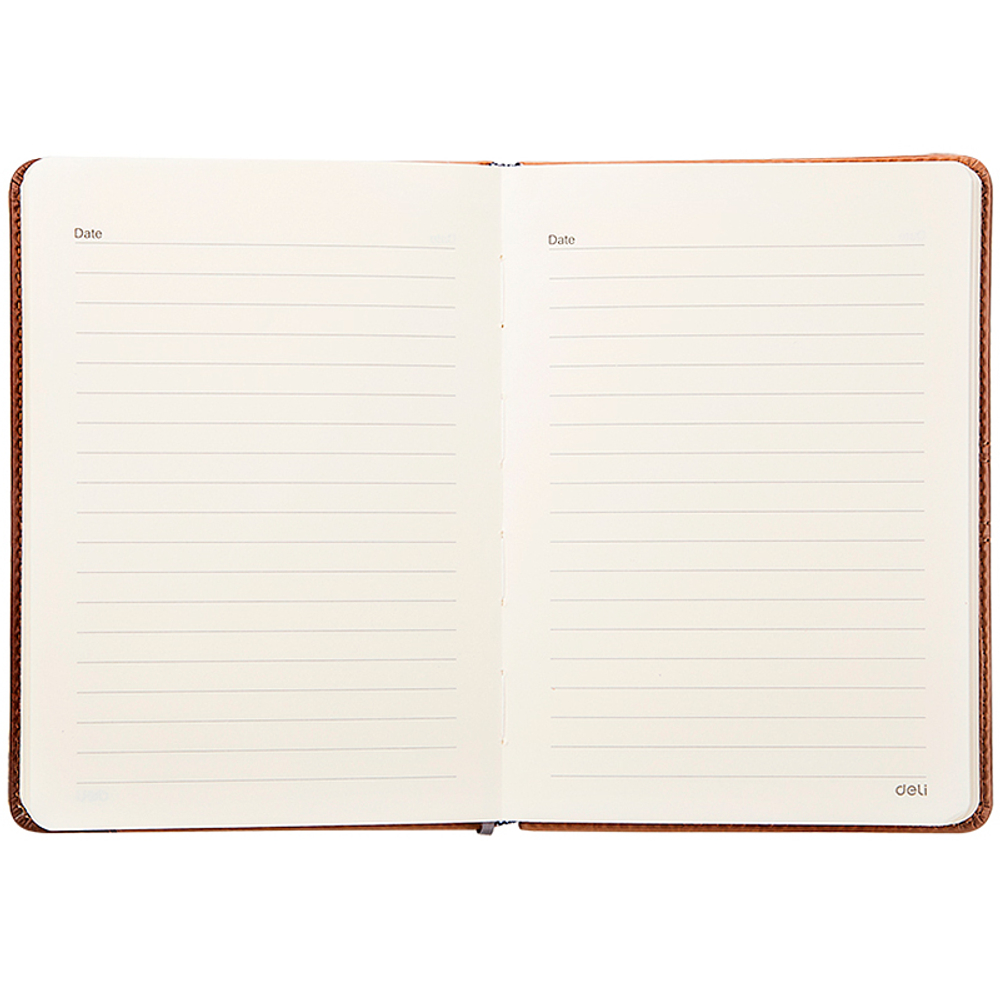 Ежедневник недатированный Deli, 32К 180х130 мм, 160 листов, кожзам, коричневый