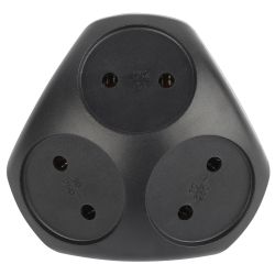 Разветвитель электрический ЭРА SPx-3-B на 3 розетки без заземления 10А черный