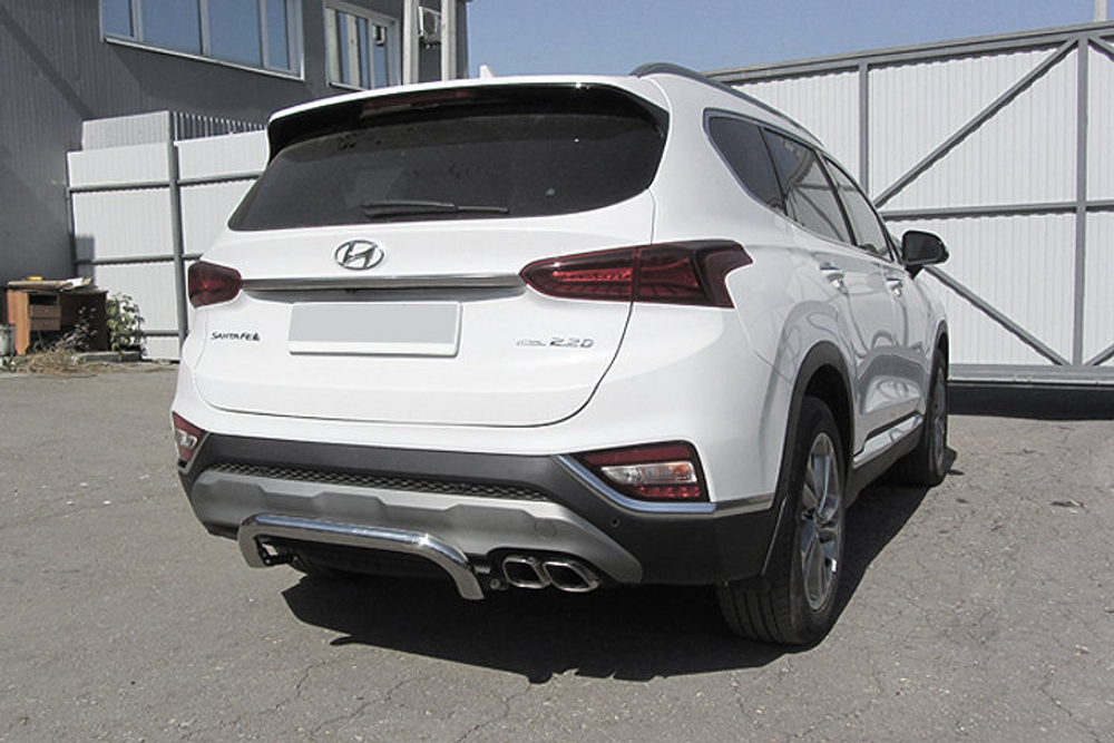 Защита заднего бампера (нержавейка) Hyundai Santa-Fe (2018-2021) d57 скоба