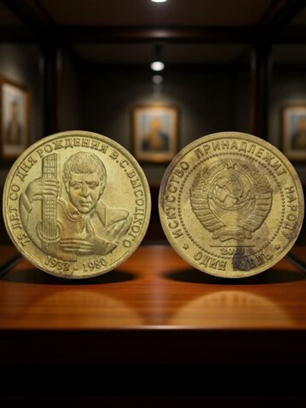 1 рубль 2013 года Шпицберген Владимир Высоцкий 75 лет со дня рождения Копия монеты бронза