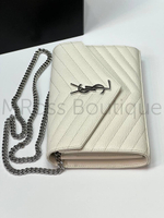 Белый клатч Cassandre Saint Laurent Matelasse Monogram Envelope