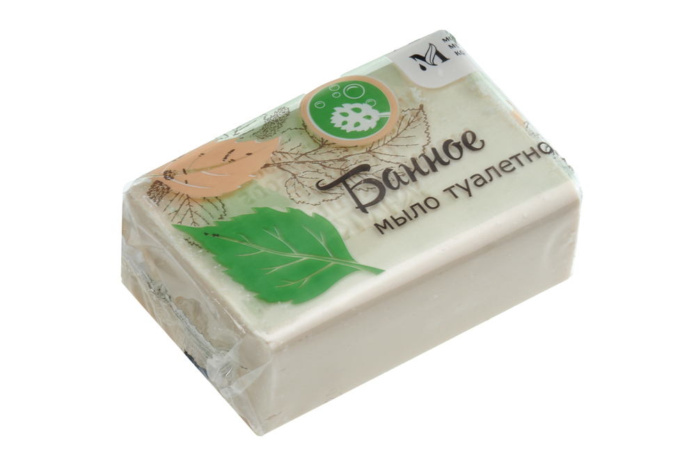 Мыло туалетное Банное 200г Ординарное в цветной обертке флоупак ММК