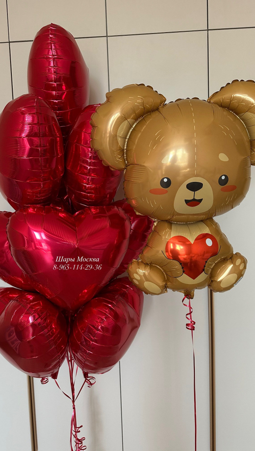 Мишка с сердечками