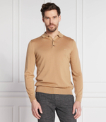 хлопковое поло BOSS BLACK - бежевый(50476357)