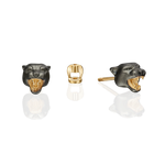 Серьги-пусеты «Чёрные пантеры» из лимонного золота