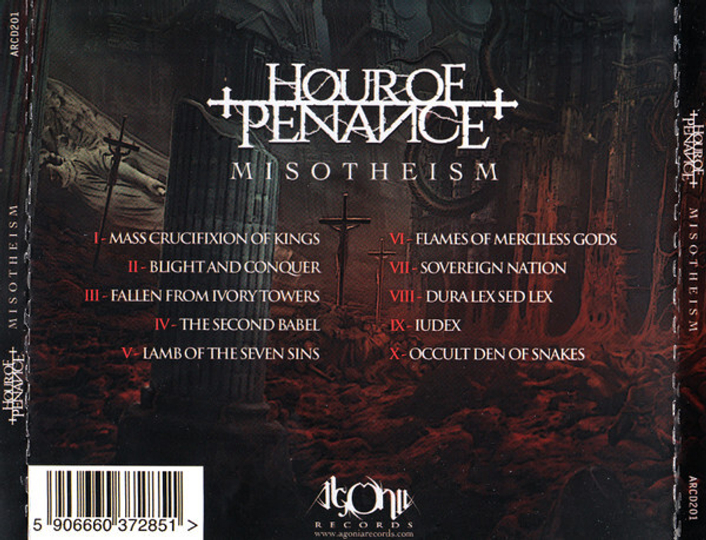 HOUR OF PENANCE - Misotheism CD, музыкальный компакт диск, techno death metal