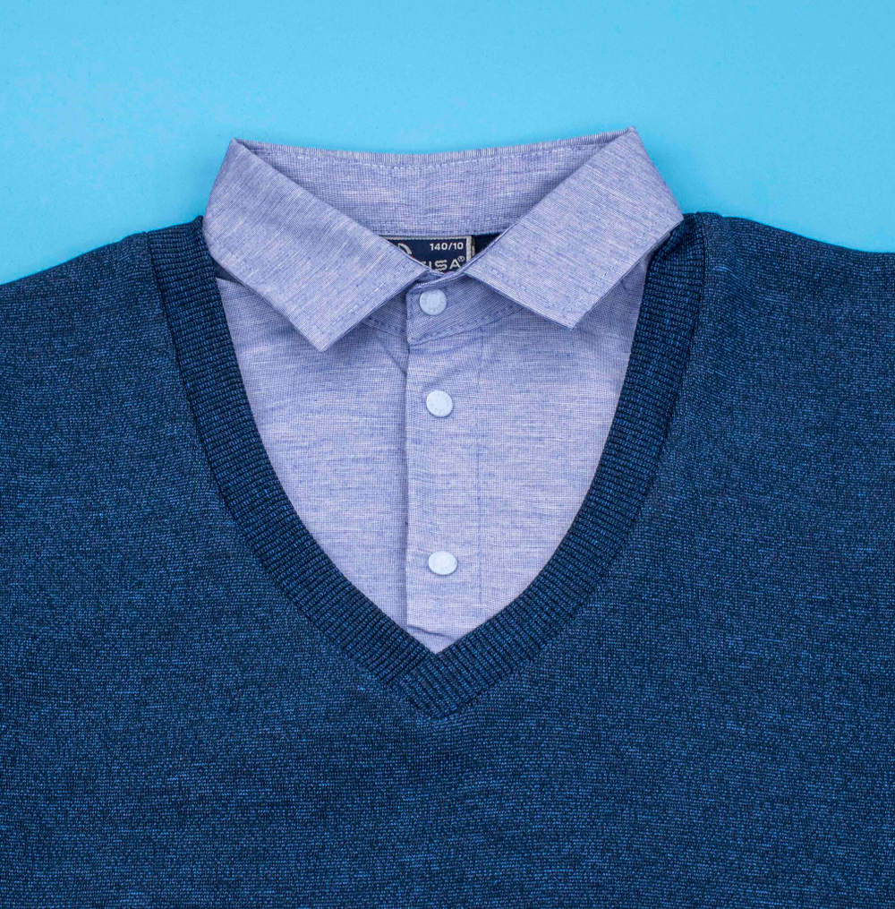 джемпер "обманка"  CEGISA голубая рубашка подросток большой 4719