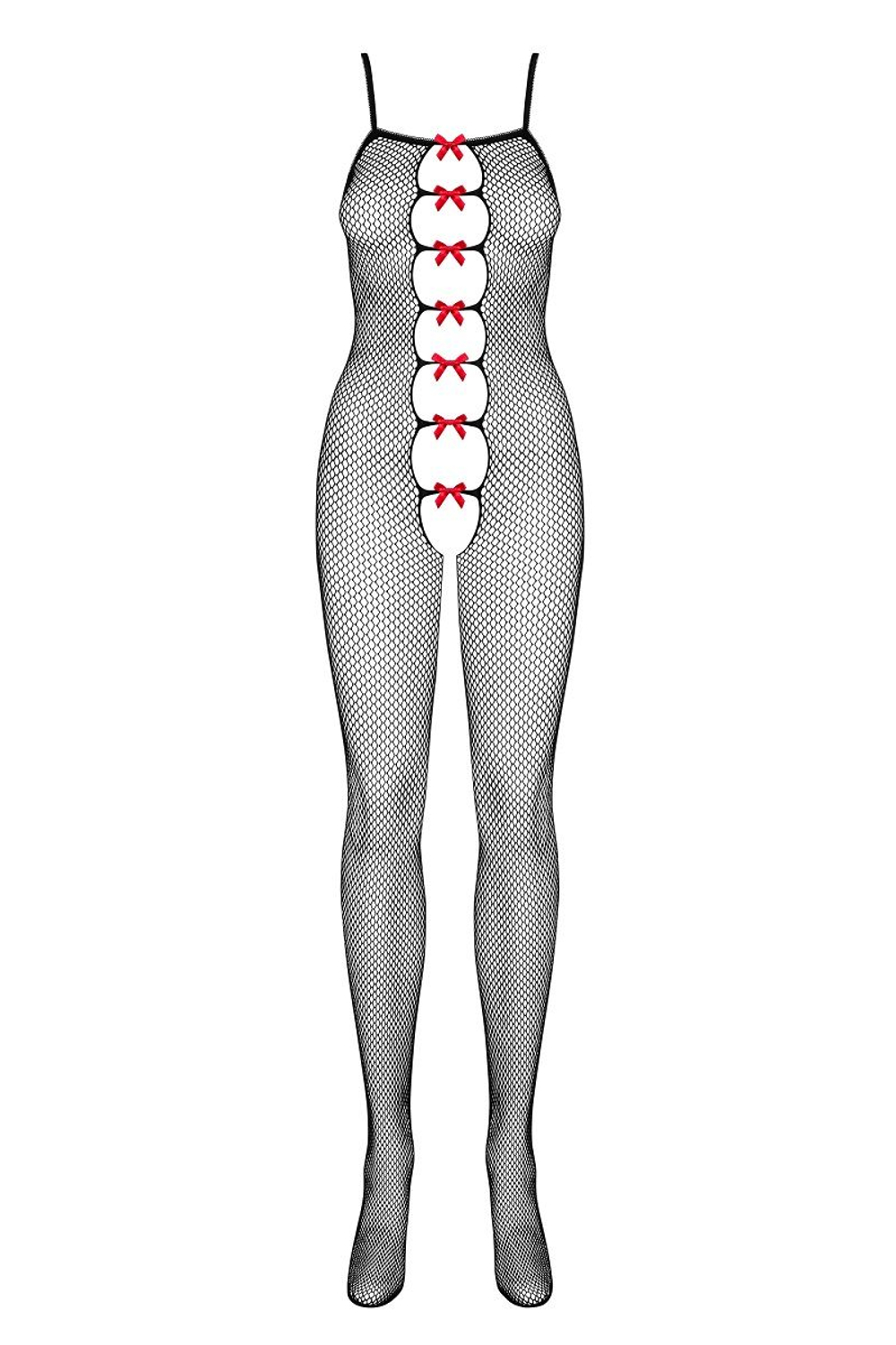 Комбинезон-сетка с алыми бантиками (Размер: S-M-L) (Цвет: черный)