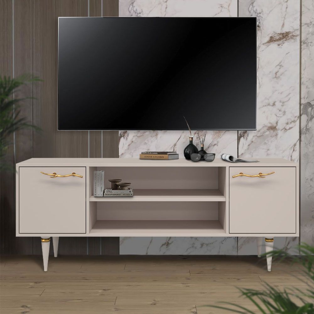 Тумба под ТВ Арт Колор matte 155см Классик Голд Серый агат матовый