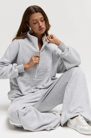 Олимпийка на молнии цвета серый меланж