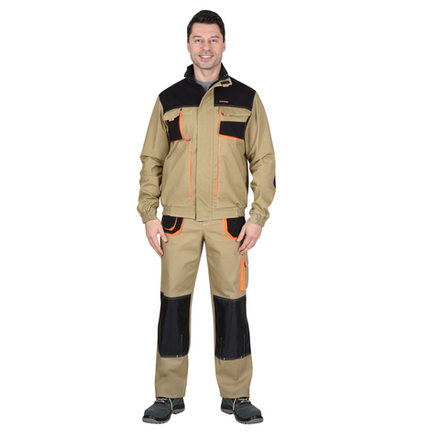 Куртка СИРИУС-МАНХЕТТЕН песочный с оранж. и черным тк. мех. стрейч пл. 250г/кв.м