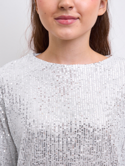 Костюм брючный праздничный с пайетками для девочки серебро